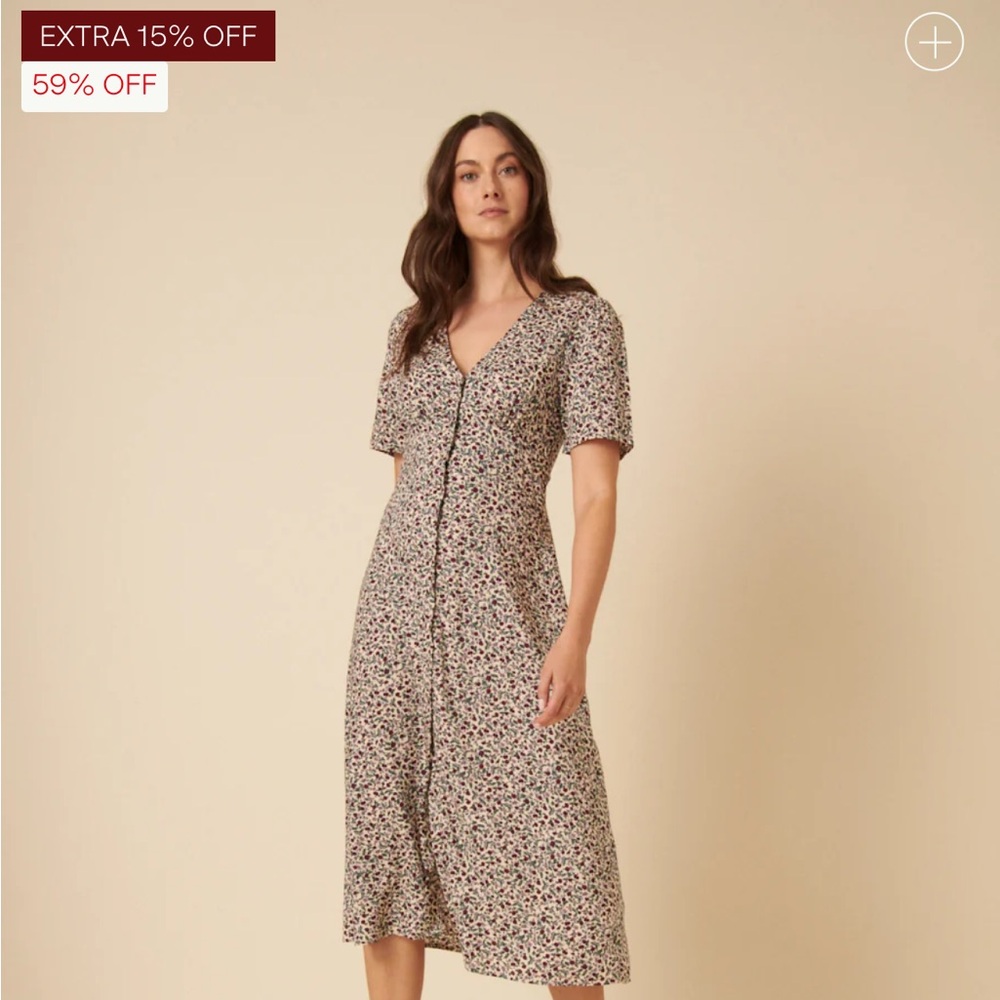 Pink polka dot midi length day dress